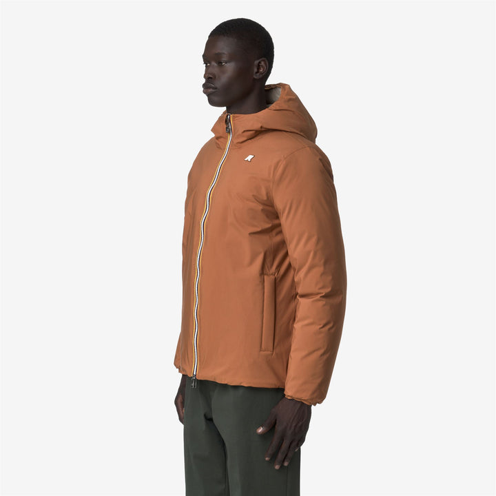 Chaqueta de invierno reversible con aislamiento de plumón para hombre en color beige anaranjado 5