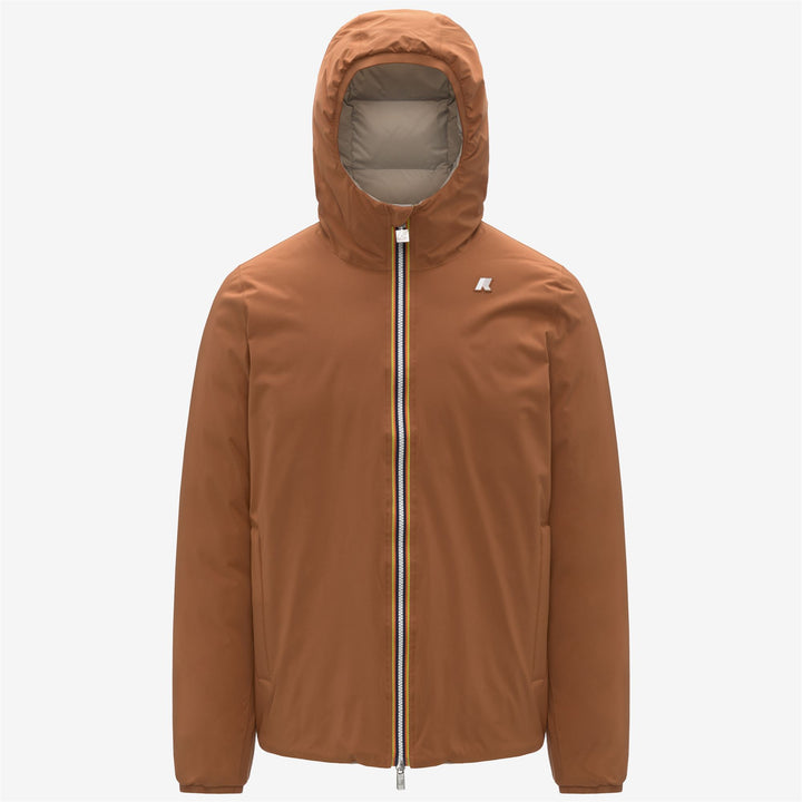 Chaqueta de invierno reversible con aislamiento de plumón para hombre en color beige anaranjado 1