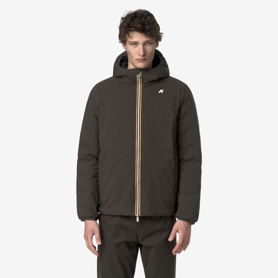 Chaqueta de invierno reversible con aislamiento de plumón para hombre, color oliva negro main