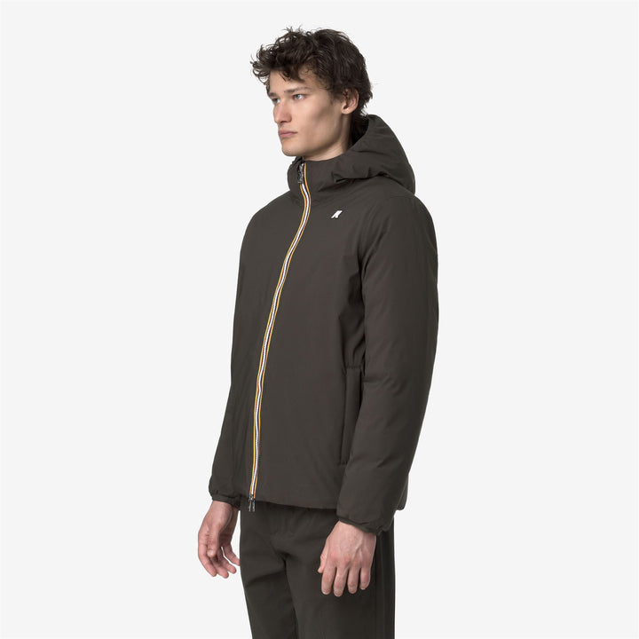 Chaqueta de invierno reversible con aislamiento de plumón para hombre, color oliva negro 5