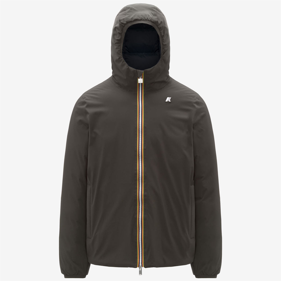 Chaqueta de invierno reversible con aislamiento de plumón para hombre, color oliva negro 01