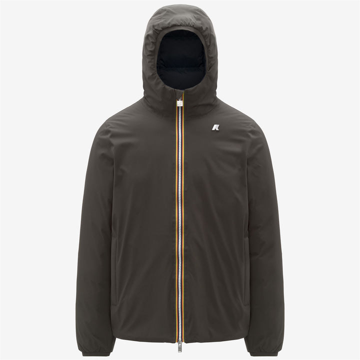 Chaqueta de invierno reversible con aislamiento de plumón para hombre, color oliva negro 1