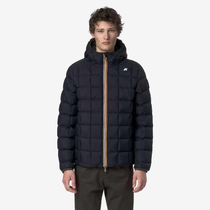 Chaqueta de invierno reversible con aislamiento de plumón para hombre, color oliva negro 3