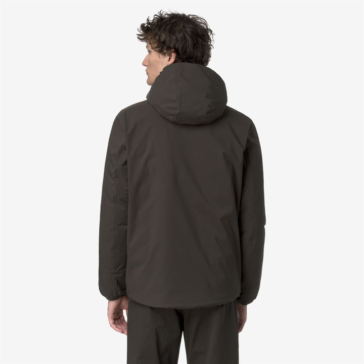 Chaqueta de invierno reversible con aislamiento de plumón para hombre, color oliva negro 6