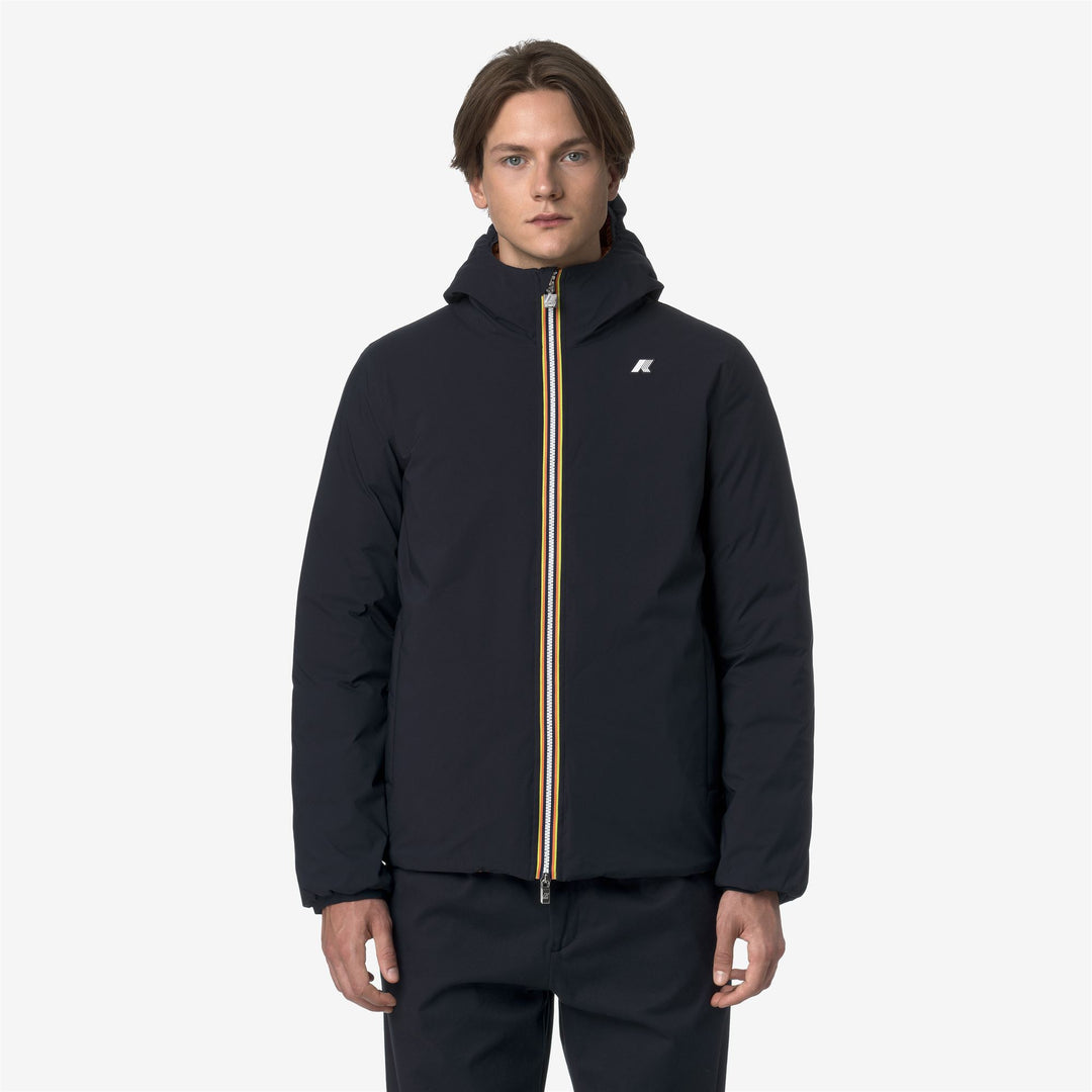 Chaqueta corta aislante reversible azul naranja para hombre main