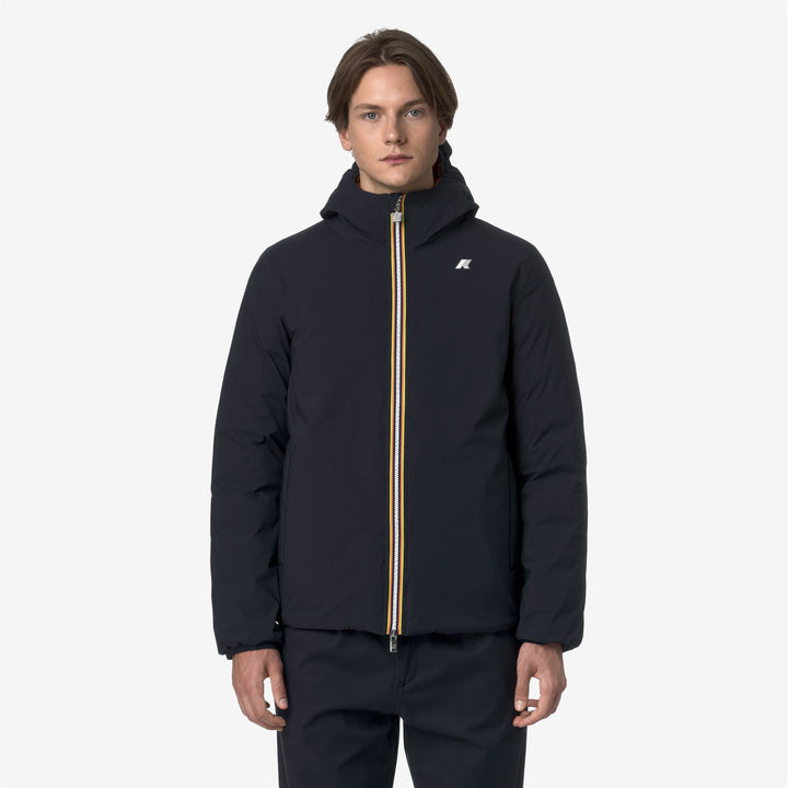 Chaqueta corta aislante reversible azul naranja para hombre 4