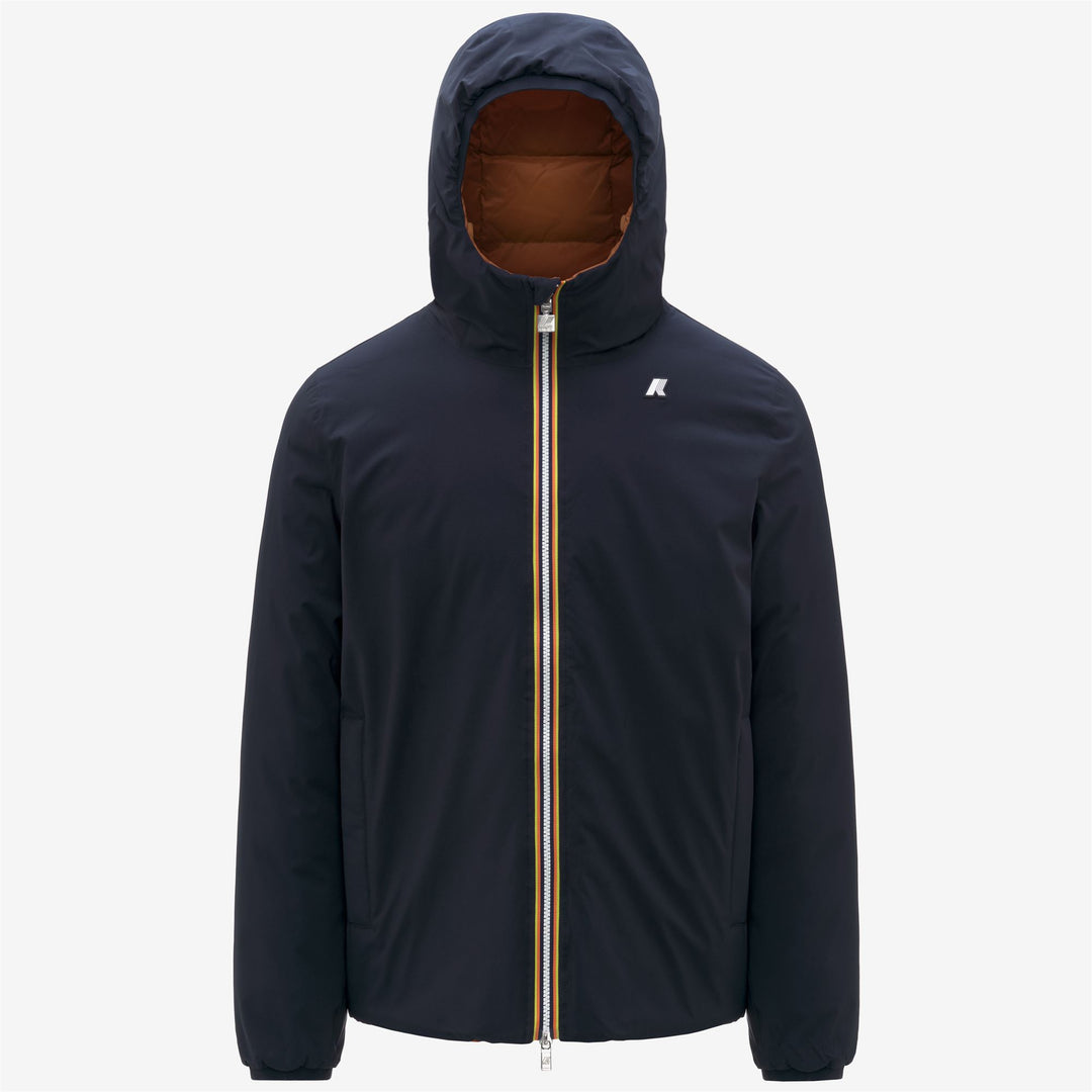 Chaqueta corta aislante reversible azul naranja para hombre 01