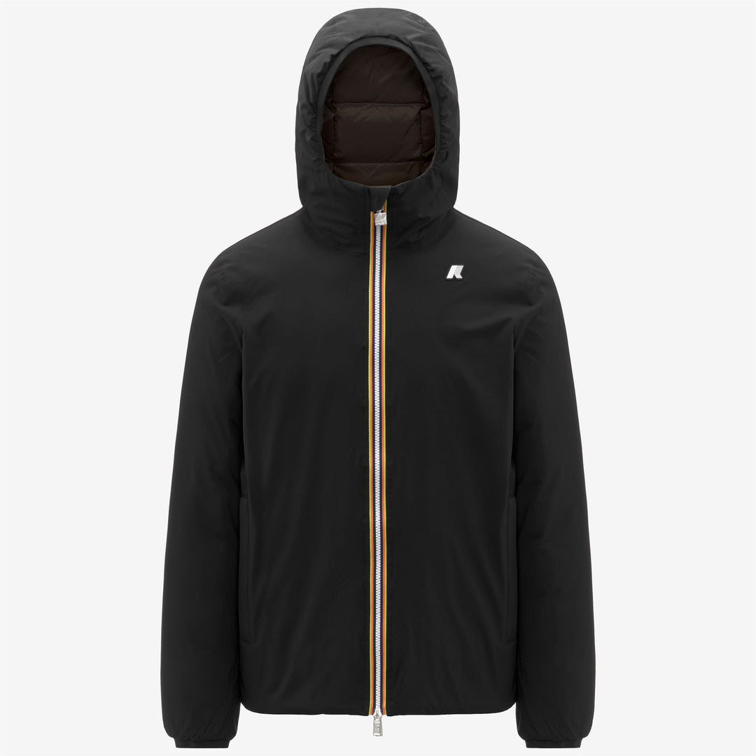 Chaqueta corta aislante reversible de color oliva negro para hombre 01