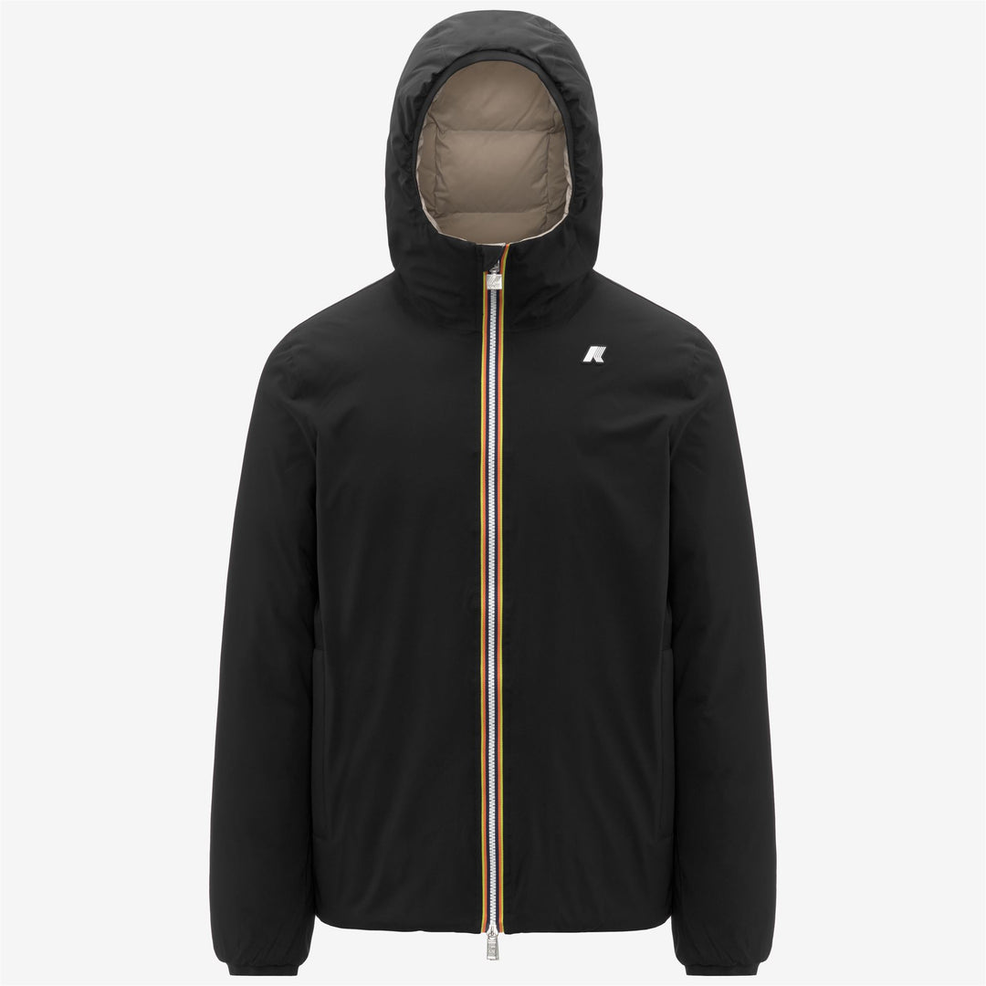 Black Men's Reversible Thermal Jacket with Down Insulation 01