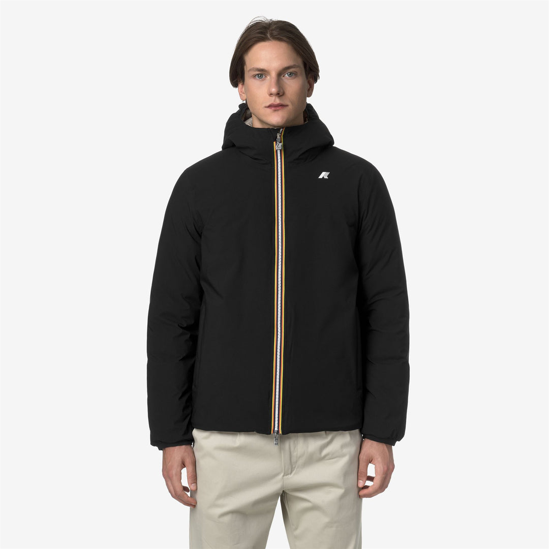 Black Men's Reversible Thermal Jacket with Down Insulation main