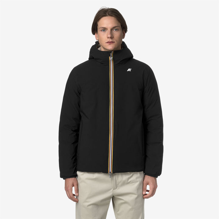 Black Men's Reversible Thermal Jacket with Down Insulation 4