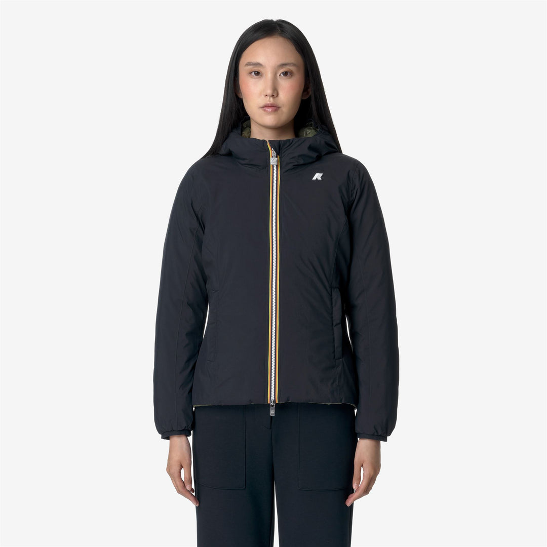 Chaqueta corta aislante reversible para mujer azul y verde 01