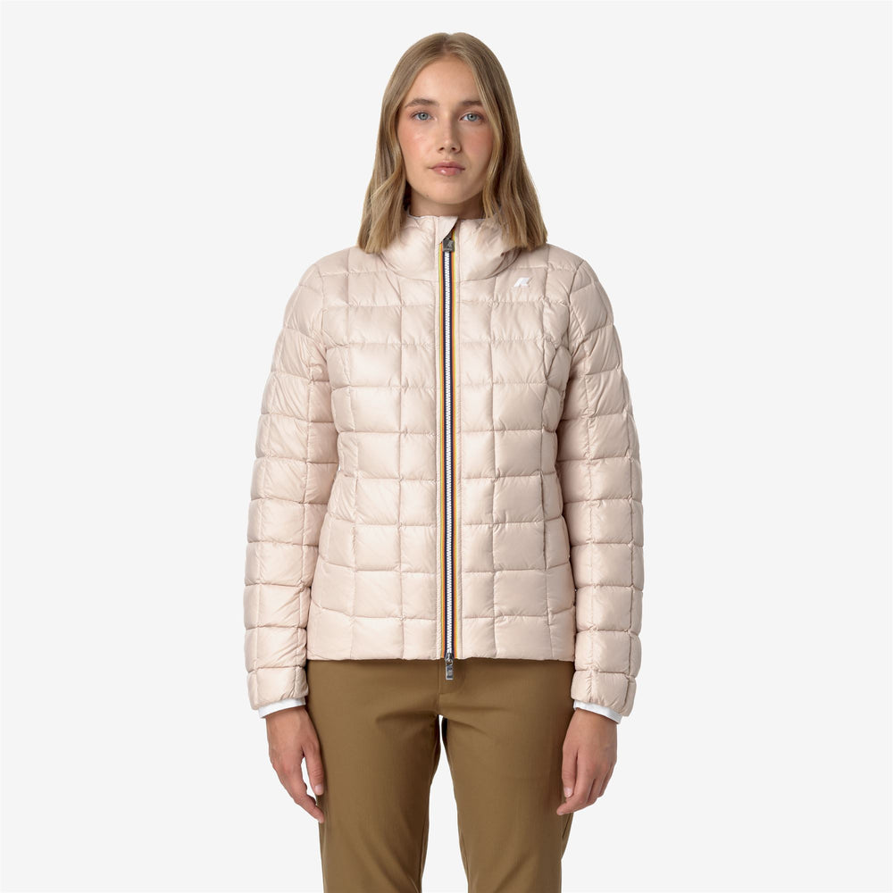 Grey Pink Women's Reversible Insulated Short Jacket for Cold Weather 02