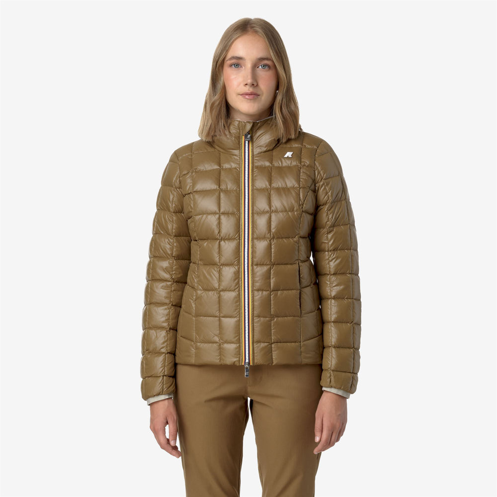 Beige Brown Women's Reversible Insulated Short Jacket 02