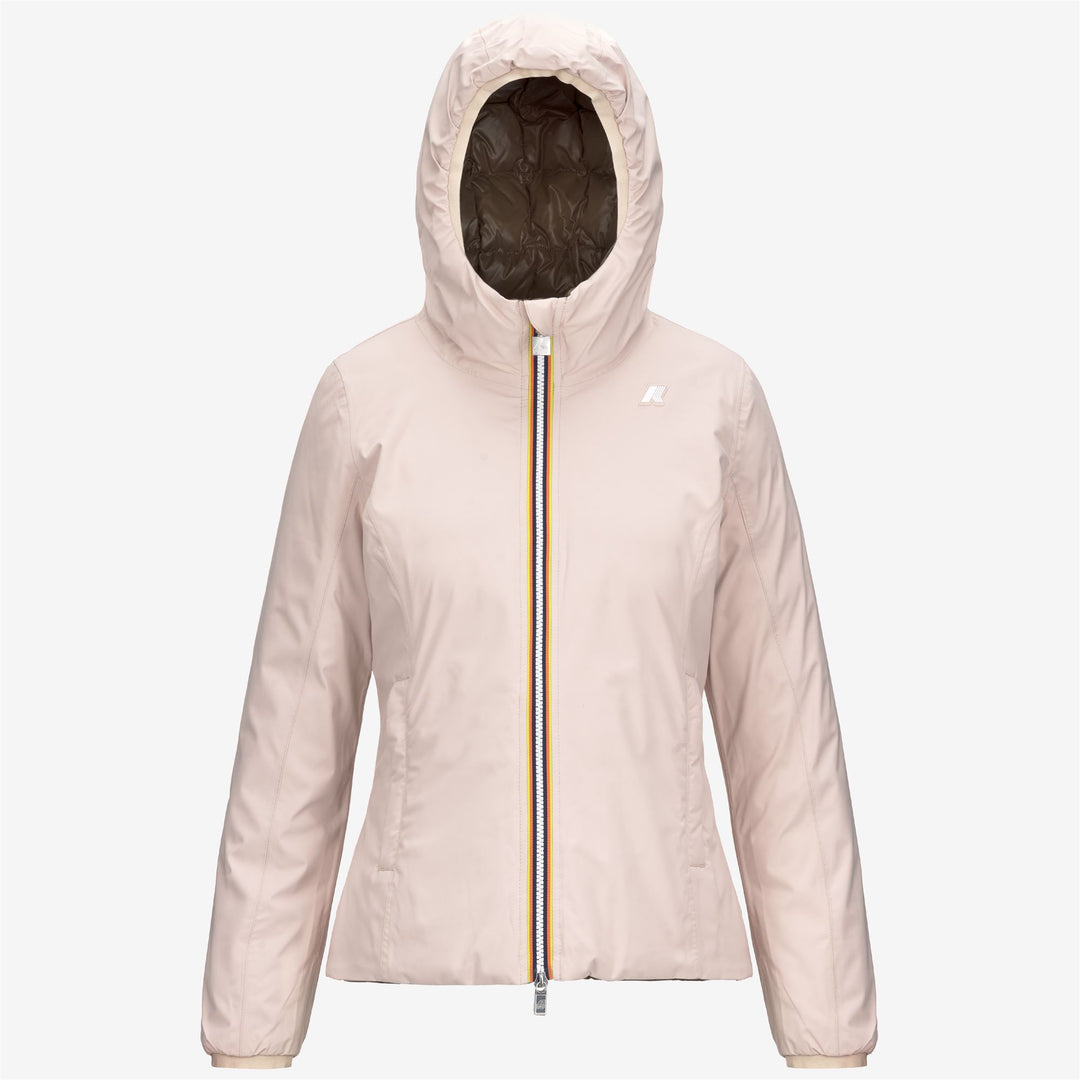 Chaqueta corta aislante reversible para mujer en naranja y rosa main