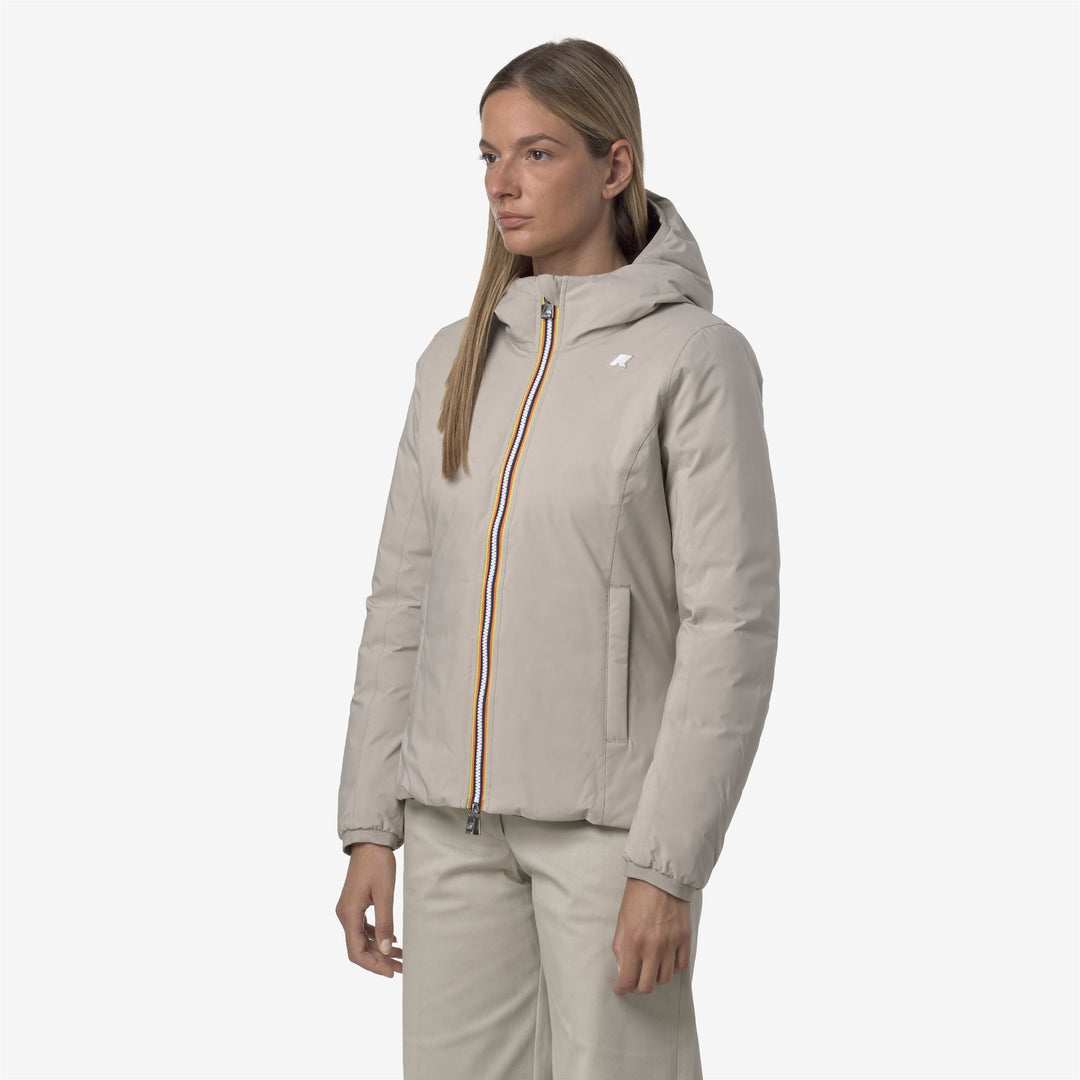 Giacca invernale reversibile da donna beige con isolamento main