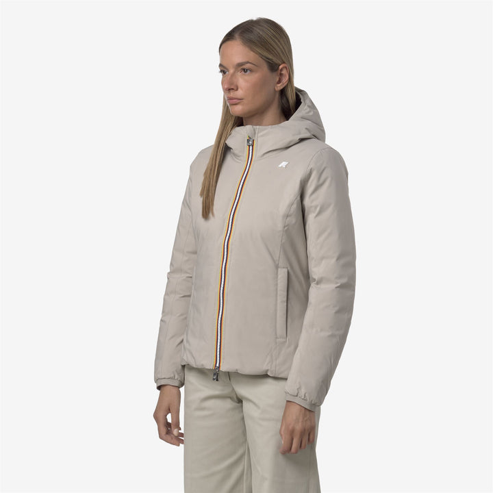 Giacca invernale reversibile da donna beige con isolamento 5