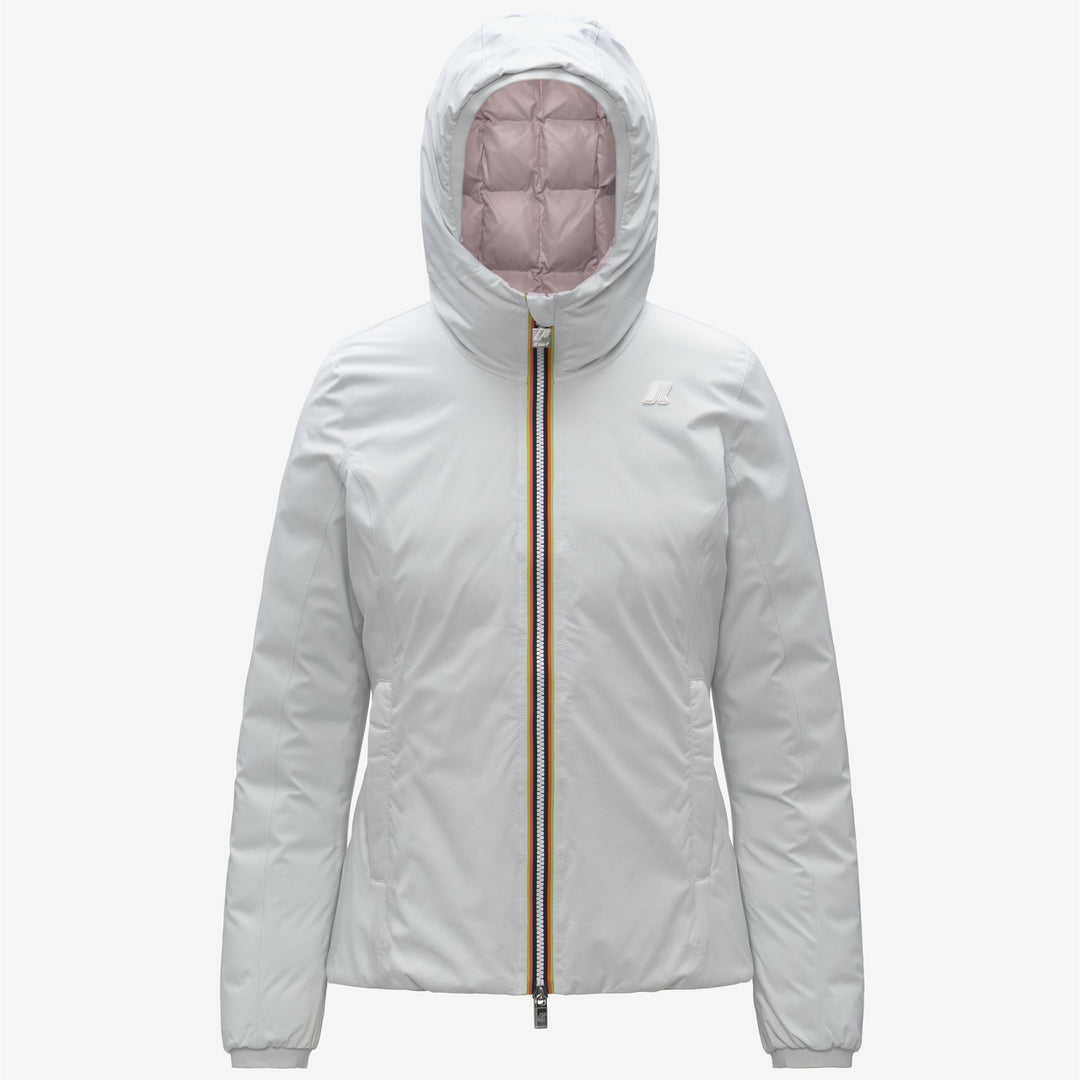 Chaqueta corta aislante reversible blanca para mujer 01