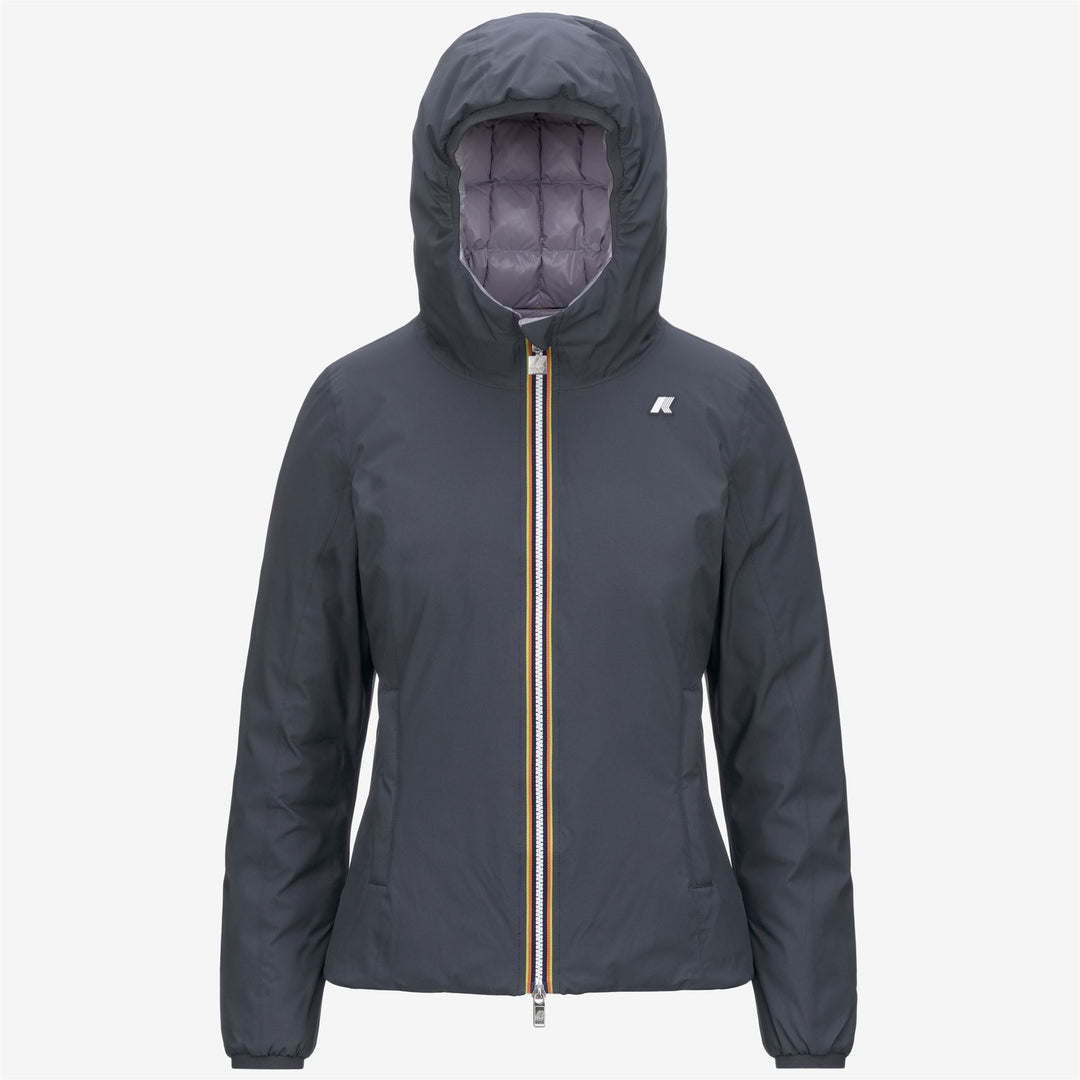 Chaqueta corta de invierno reversible para mujer color azul lavanda 01