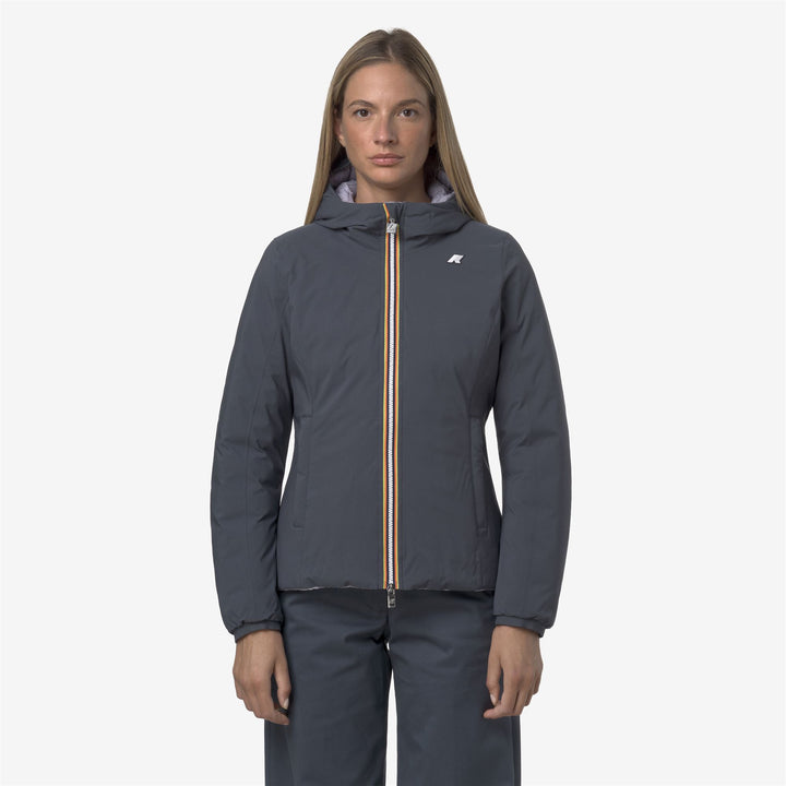 Giacca invernale corta reversibile da donna blu lavanda 4