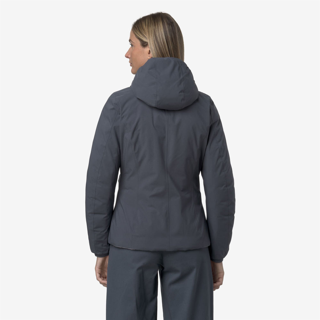 Giacca invernale corta reversibile da donna blu lavanda main