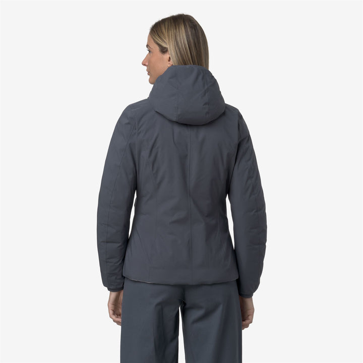 Giacca invernale corta reversibile da donna blu lavanda 6