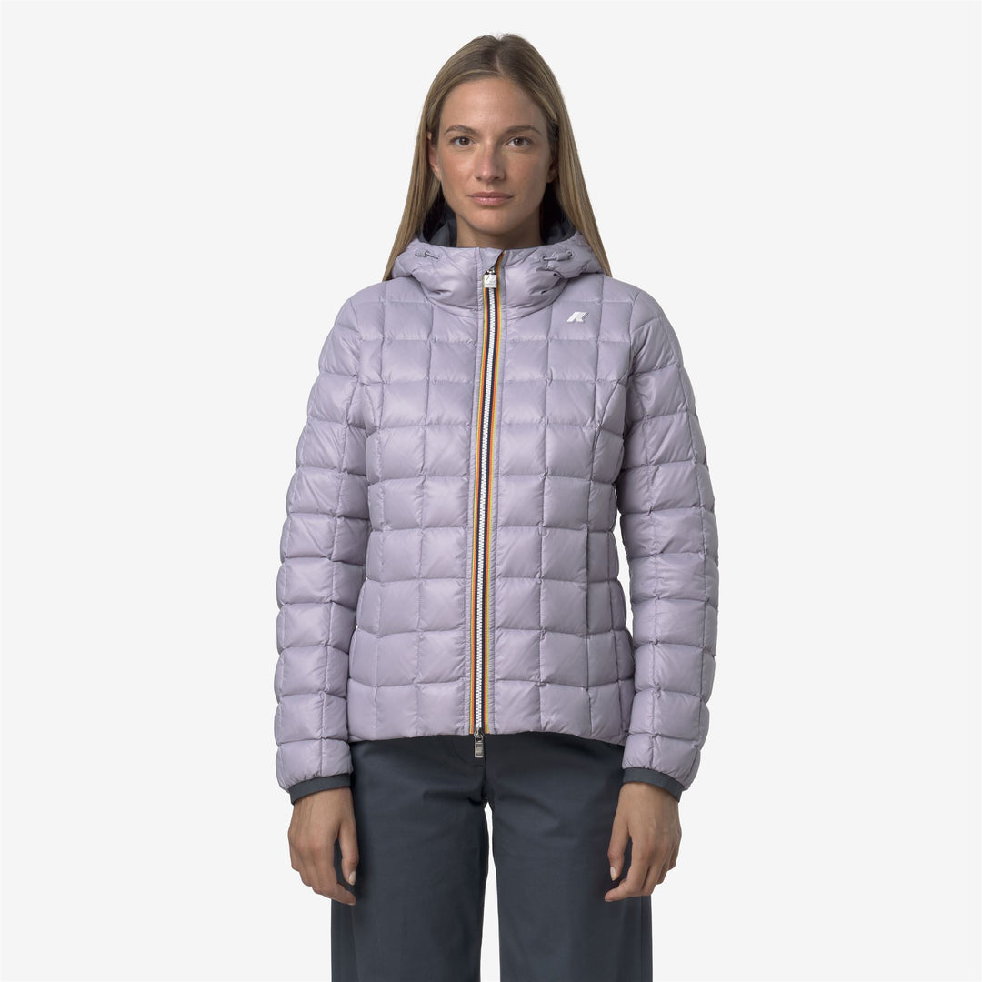Giacca invernale corta reversibile da donna blu lavanda main