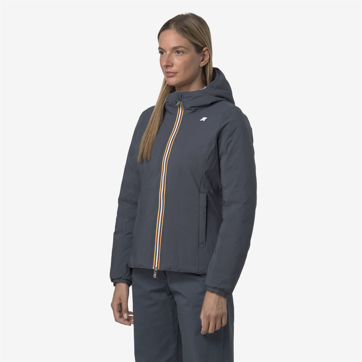 Giacca invernale corta reversibile da donna blu lavanda 5