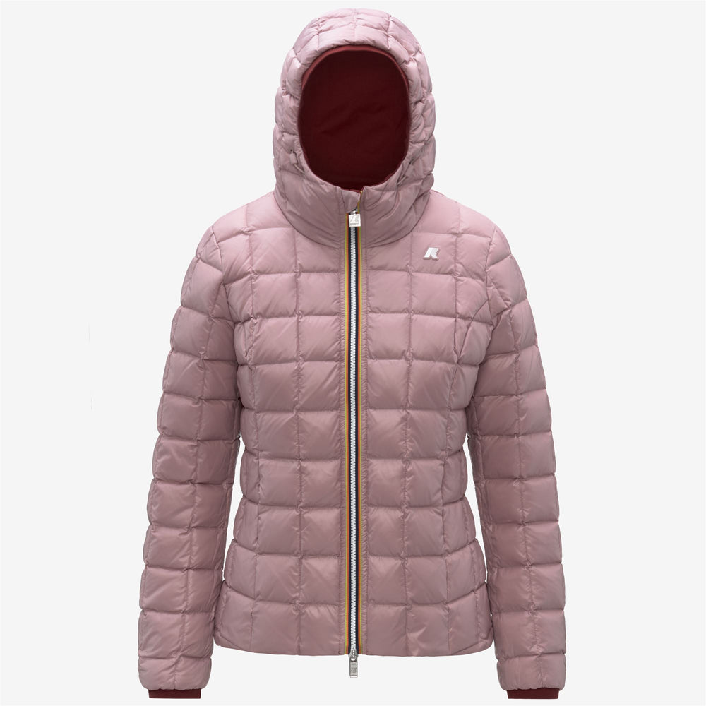 Chaqueta corta reversible aislante con capucha para mujer, color rojo 02