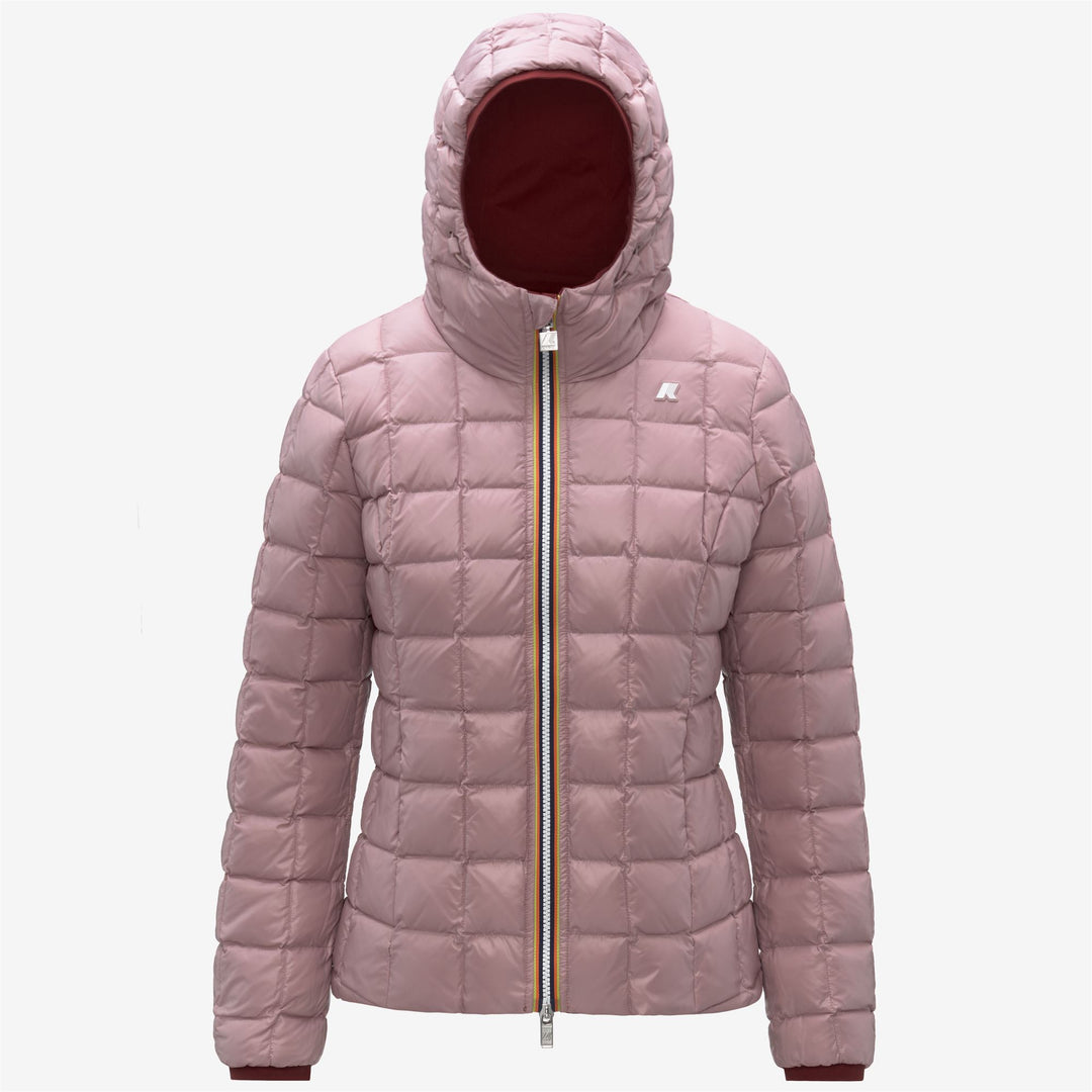 Giacca corta reversibile rossa da donna con cappuccio e isolamento termico main