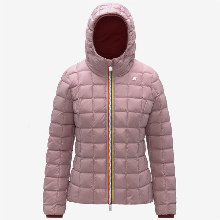 Giacca corta reversibile rossa da donna con cappuccio e isolamento termico 2