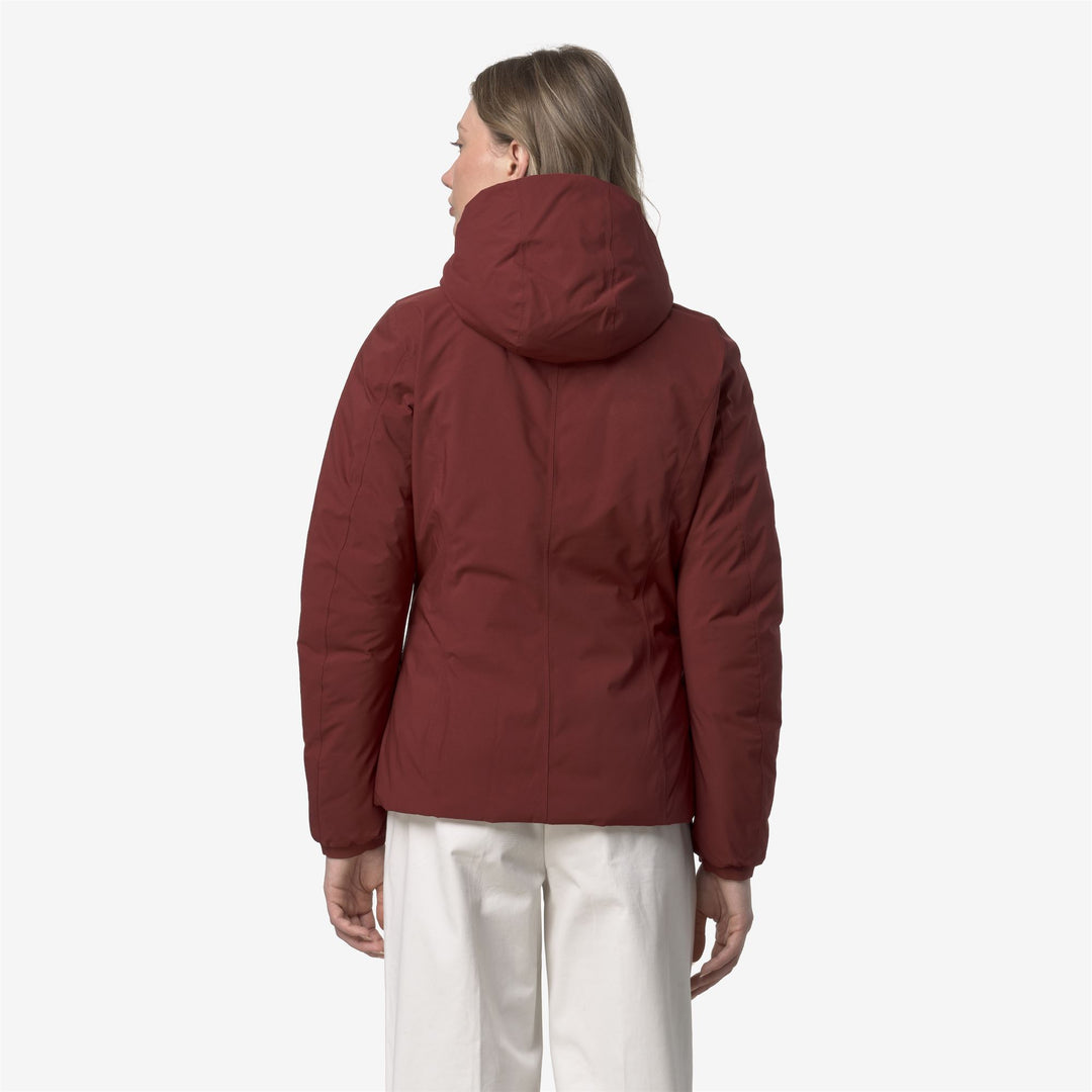 Giacca corta reversibile rossa da donna con cappuccio e isolamento termico main