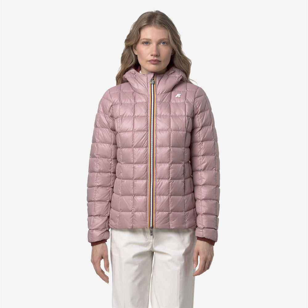 Red Women's Reversible Short Insulated Jacket with Hood 02