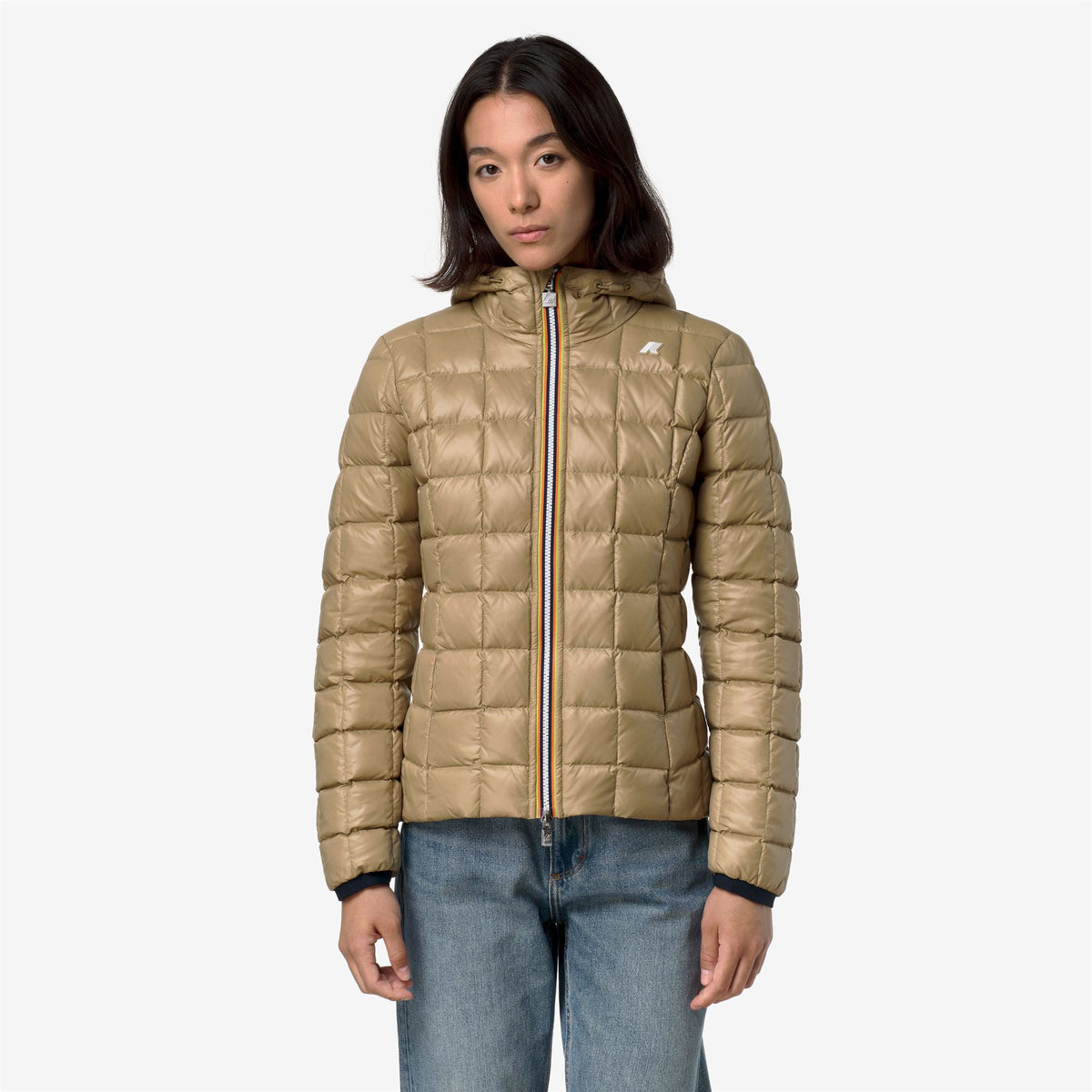 Jackets_Woman_LILY ST THERMO DOUBLE_Short_Blue Depth - Beige Khaki - Commercial 3