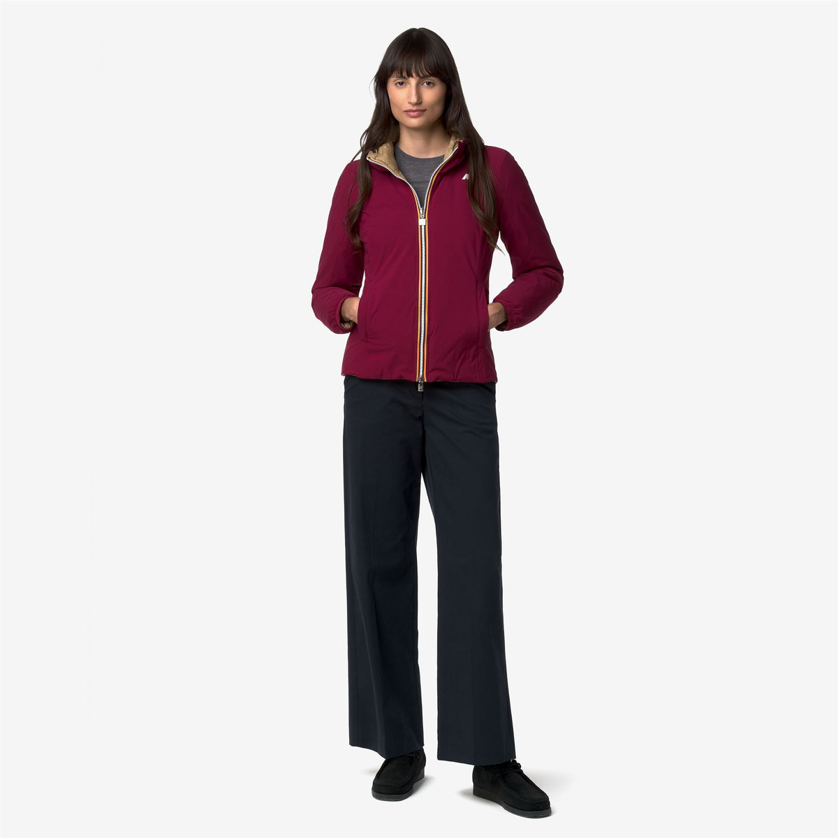 Jackets_Woman_LILY ST THERMO DOUBLE_Short_Red Dk - Beige Khaki - Commercial 7