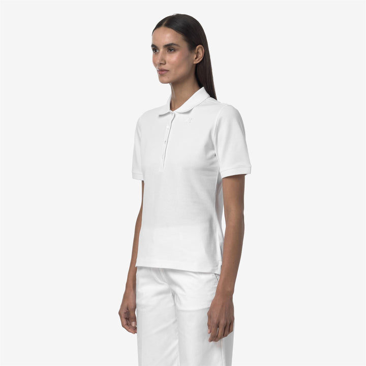 Camisa polo de piqué elástica gris y blanca para mujer casual 2