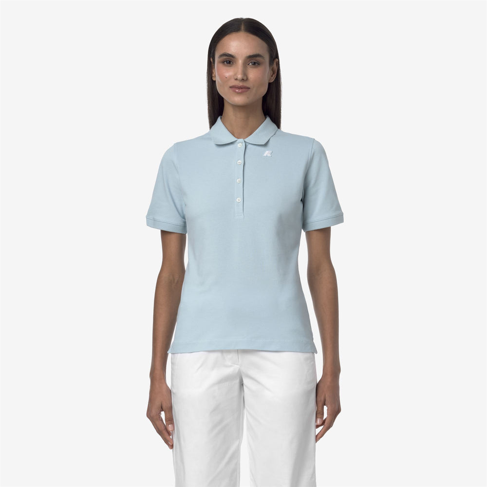 Baby Blue Women's Stretch Piqué Polo Shirt for Casual Wear 02