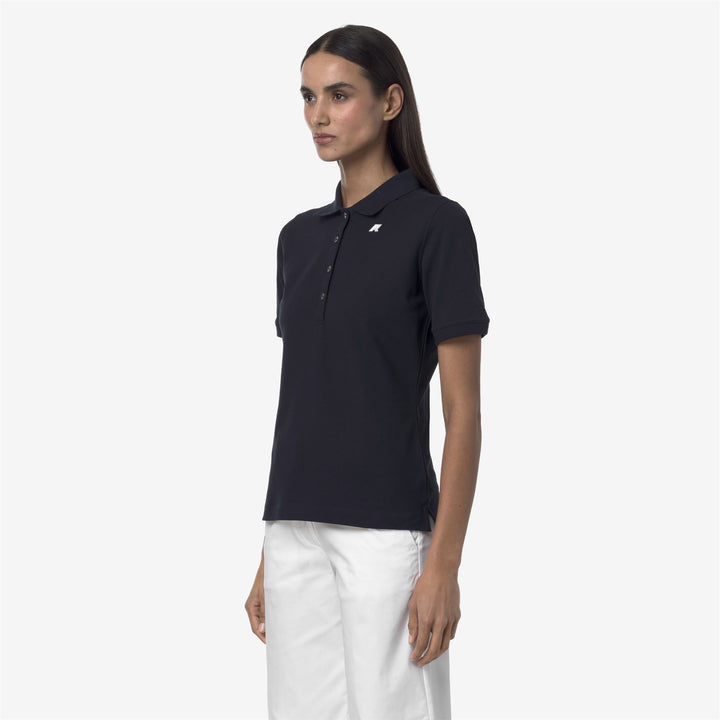 Polo de Piqué Elástico Azul Profundo para Mujer para Uso Casual 2