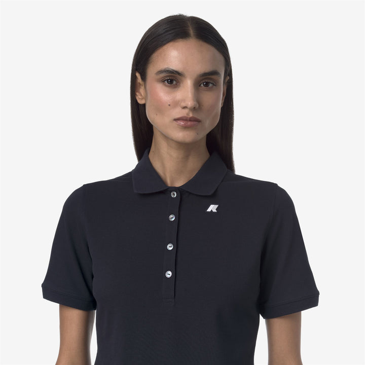 Polo de Piqué Elástico Azul Profundo para Mujer para Uso Casual 4