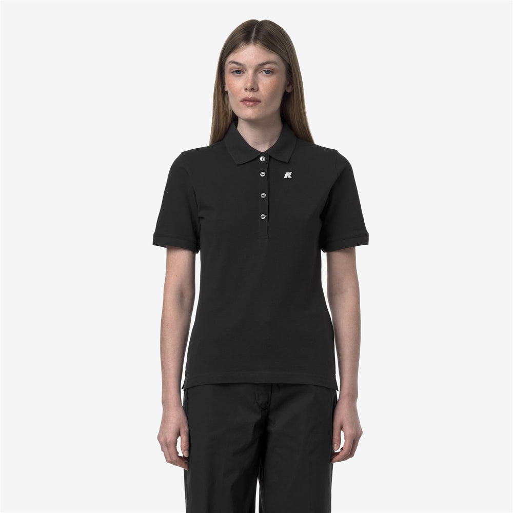 Black Grey Women's Stretch Piqué Polo Shirt for Casual Wear 02