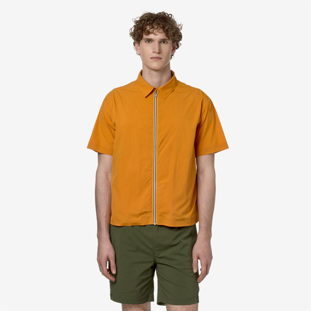 Orange Men's Short Sleeve Summer Jacket with Zip and Pockets 02