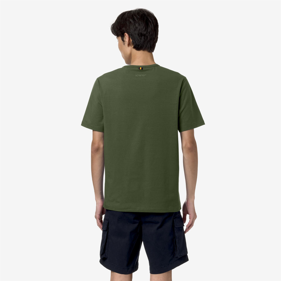 T-ShirtsTop Man ADAME STRETCH JERSEY T-Shirt GREEN CYPRESS Dressed Front Double		