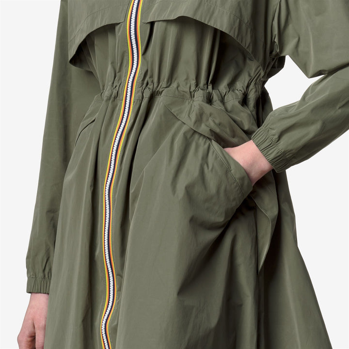 Lichen green Women's Long Water-Repellent Jacket with Maxi Pockets 2