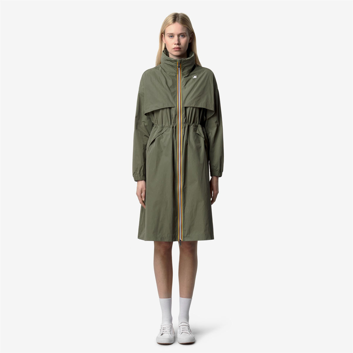 Jackets_WOMAN_AUBE MEMORY TOUCH_Long_Green Lichen - Commercial 4