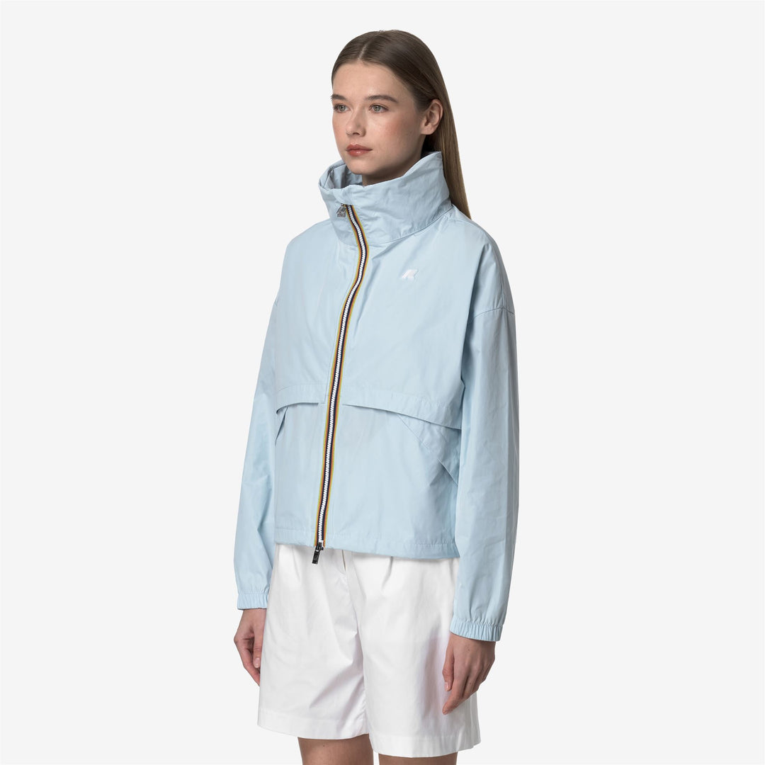 Giacca Corto Donna Azzurro Baby Impermeabile con Dettagli Oversize main
