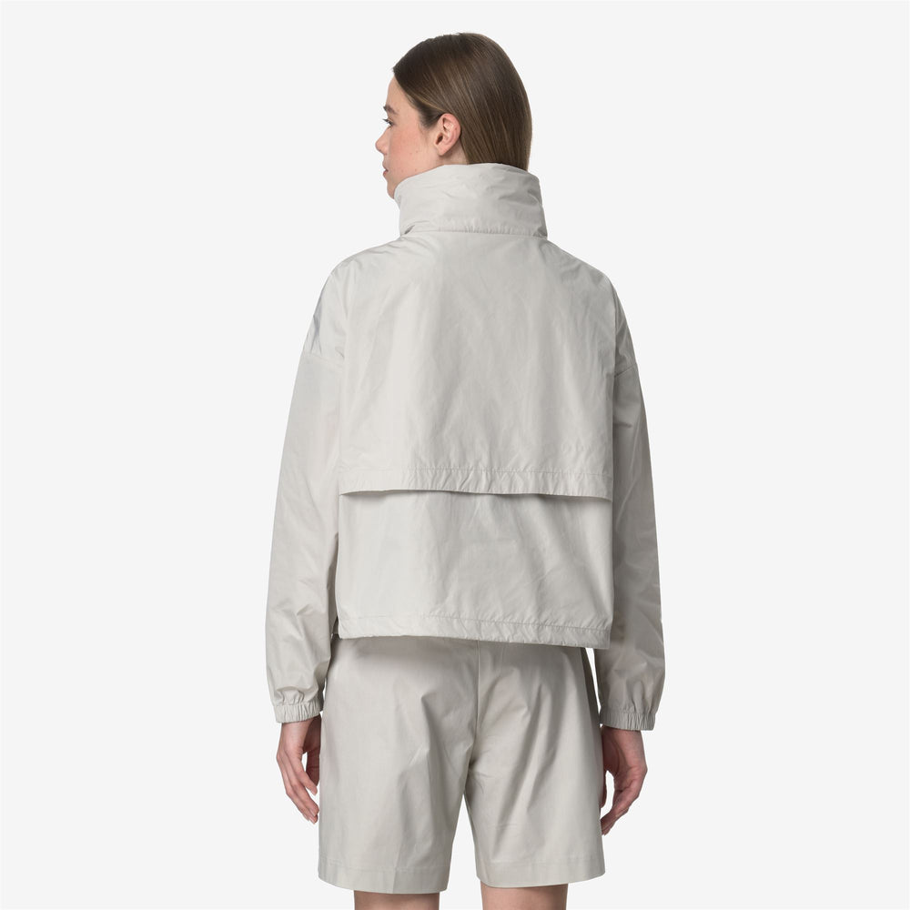 Beige Grey Women's Short Water-Repellent Jacket with Maxi Pockets 02