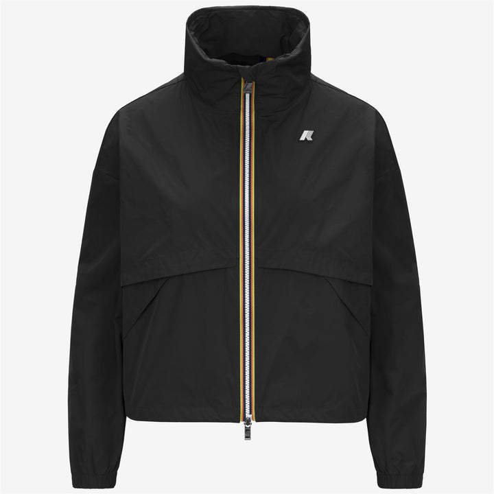 Chaqueta corta repelente al agua negra y gris para mujer con detalles oversized 5