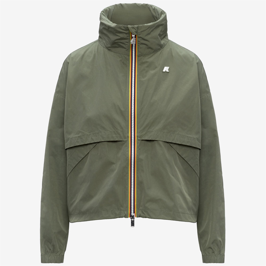 Giacca Corto Estiva Donna Verde Lichene con Dettagli Oversized 01