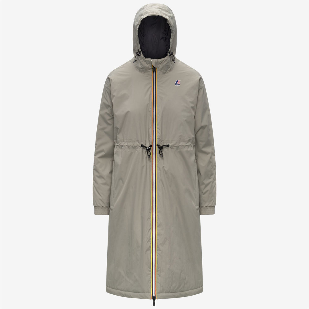 Chaqueta impermeable verde de 3/4 de largo para mujer con acolchado 01