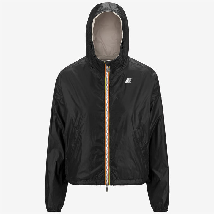 Chaqueta corta impermeable reversible para mujer en beige y negro 5